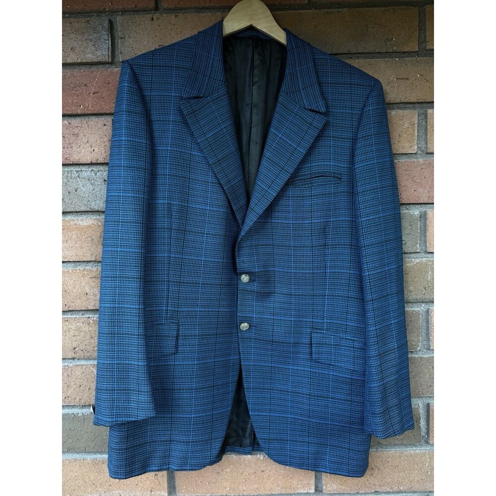 Louis‎ Roth Suit Jacket Men’s Size 42L Blue Plaid Mod Tailored Sport Coat 1970’s